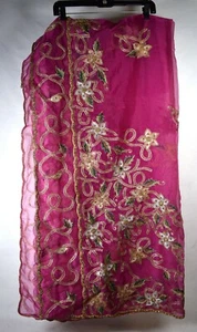 Antiguo Vestido Fushica Cuentas Gota Trabajo Corte Indio Sari Fiesta - Imagen 1 de 8