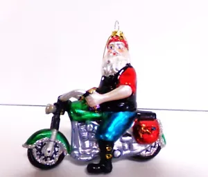 NUOVO CON ETICHETTE 2007 ROBERT STANLEY VETRO BIKER VETRO SANTA ORNAMENTO NATALE - Foto 1 di 5