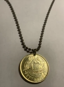 Protect Me - Guardian Angel Circulated Token Pendant on 24" Chain. Great Gift ๐ - Picture 1 of 3