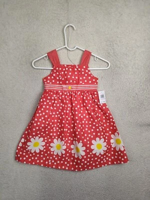 Blueberi Boulevard Girls Dress 6 White Polka Dot Floral 100% Cotton Sleeveless - Image 1 of 4