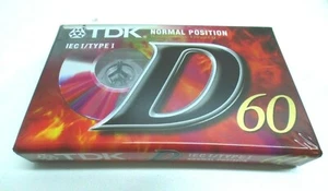 Cinta de casete en blanco férrico TDK D60 IEC I tipo posición normal - SELLADA NUEVA - Imagen 1 de 2
