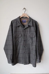 Mens Pendleton Board Shirt Jac Button Up 100% Virgin Wool Plaid XL Gray Green - Picture 1 of 4