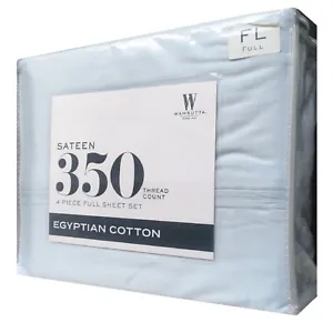 brand new LIGHT BLUE Wamsutta 350 TC 100% Egyptian Cotton Sateen FULL Sheet Set - Picture 1 of 10