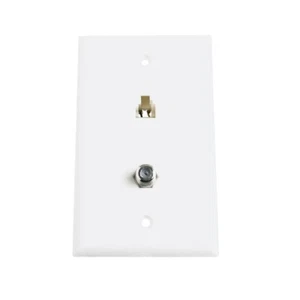 Skywalker Wall Plate with F-81 Female to Female Jack and RJ11 Phone Jack, White - Picture 1 of 5