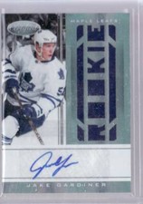 2011/12 JAKE GARDINER PANIINI CERTIFIED AUTO/JERSEY ROOKIE CARD 014/499 CAROLINA