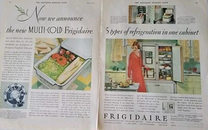 Frigorífico Frigidaire 1930 Multi frío 5 tipos un gabinete 2 páginas anuncio vintage - Imagen 1 de 1