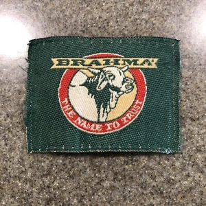 Vintage Brahma Fabric Sew On Patch 1 3/4 X 2 1/4 Green Logo Unique Embellishment - Picture 1 of 4