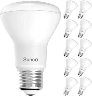 Sunco 10 Pack BR20 LED Bulb Dimmable, Small Recessed Lighting Bulbs, R20 Mini Fl - Image 1 of 4