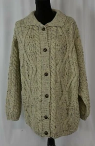 New Skye Knitwear Women's Cardigan Sweater Size Large Wool England Chunky Cable - Picture 1 of 10