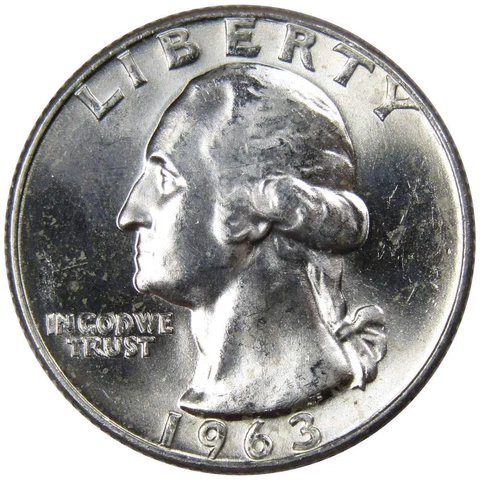 1963 D Washington Quarter BU Uncirculated Mint State 90% Silver 25c US Coin Cover