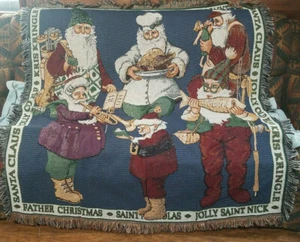 Tapiz de Navidad Santa St Nick Kris Kringle Navidad con flecos afganos - Imagen 1 de 4