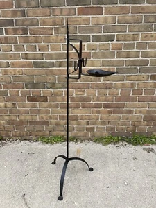 19th Century Wrought Iron Floor Candle Stand Betty Lamp - Picture 1 of 12