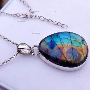 blue labradorite handmade natural gemstone necklace pendants healing crystals - Picture 1 of 11