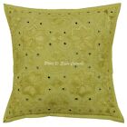 Decorative Cotton Pillow Cover Indian 40cm Boho Embroidered Mirror Cushion Cover