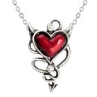Alchemy  Gothic Red Devil Heart Pendant Devilish Horns Tail Crystals ULFP20