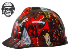Custom Hydrographic Safety Hard Hat Mining Industrial DEADPOOL COMIC CAP - Bild 1 von 5