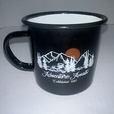 Ozark Trail Coffee Mug Black Enamelware ADVENTURE AWAITS Camping Metal Cup