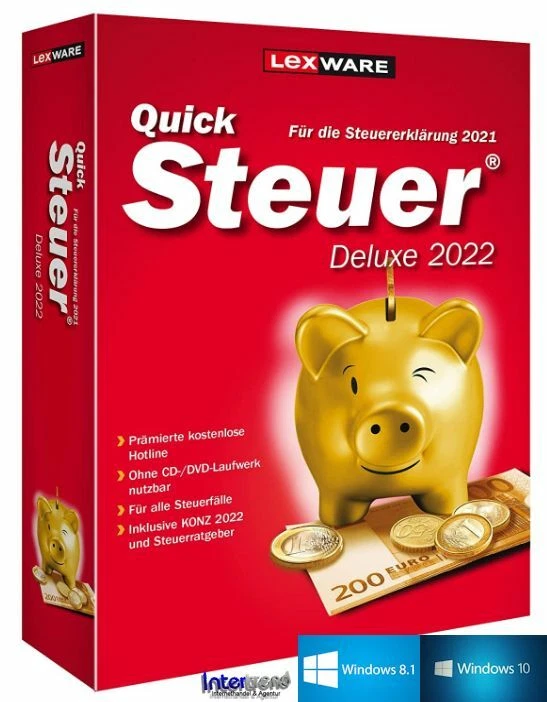 Lexware QuickSteuer Deluxe 2022 Steuervorbereitung (068150066)
