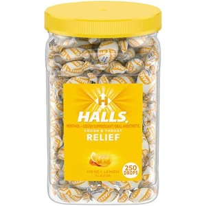 Halls Relief Honey Lemon Cough Drops, Bulk Cough Drops, 250 Drops - Picture 1 of 1