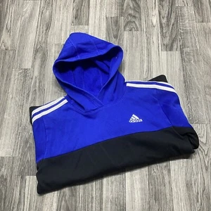 ADIDAS Pullover Long Sleeve Blue Hooded Sweatshirt Hoodie Boy's Size Medium - Picture 1 of 10