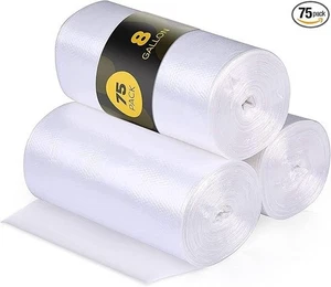 Bolsas de basura de 8 galones - 75 bolsas de basura pequeñas a medianas | 24" x 24" Clear Waste Ba - Imagen 1 de 4