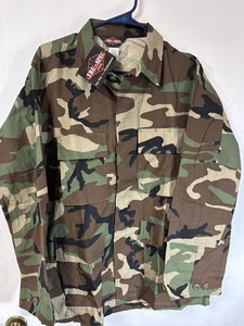 USGI Military Woodland Camo Ripstop BDU Giacca Camicia Nuova Tru-Spec Taglia Med Reg - Foto 1 di 9