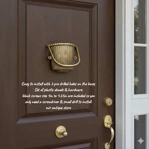 Handgefertigter massiver Messing Türklopfer - schwere Korbform, Vintage Finish - Geschenk - Bild 1 von 11