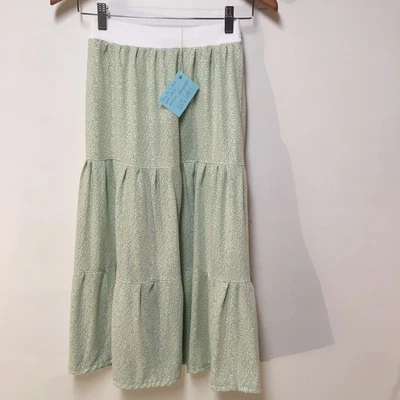 Skirt Flannel Girls L 10/12 Maxi Green Polka Dot Ruffle Tier Mom and Pop's Kids - Image 1 of 4