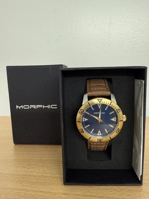 Reloj Morphic Serie M85 Lona-Cuero Recubierto-Banda Tela Negra - Marrón Foto 1 de 4