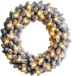 Ghirlanda Natalizia per Porta Natalizia, 60 Cm, Con Luci, Decorazione Natalizia  - Foto 1 di 12