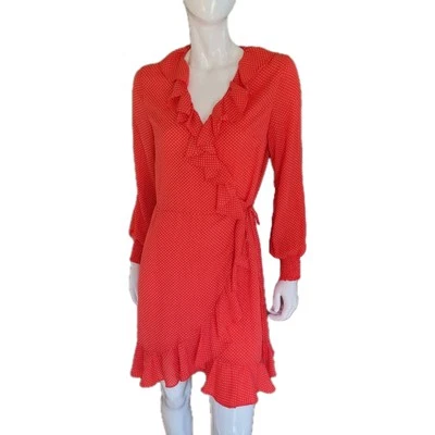 Vestido Rojo Lunares Envolvente S Volantes Gasa Femenino Fluido Fiesta Festiva Clásico Foto 1 de 4