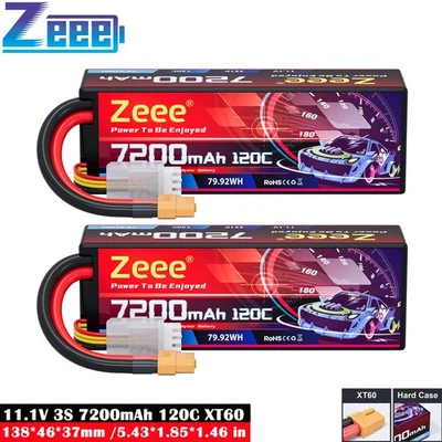 2x Zeee 11.1V 7200mAh 3S Lipo Akku XT60 120C für RC Auto Drohne Flugzeug Heli - Bild 1 von 4