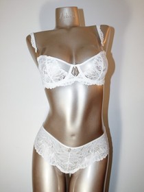 Aubade Paris Sample Flowermania White Lingerie Set with gold Jewel 34B S