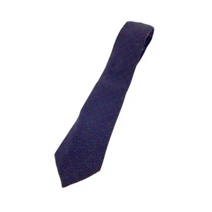 Corbata HERMES Azul Marino Seda Logo Vendedor de Japón N0203 44 Hecha en Francia - Imagen 1 de 4