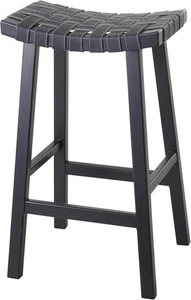Rustic Birch Bar Stool, 18" X 11" X 30", Black - Picture 1 of 8