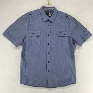 Ecko Unltd Rawthentic Men’s Blue Button Up Short Sleeve Shirt Size Large - Picture 1 of 9