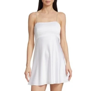 ALICE + OLIVIA NWT White Sutton Crystal-Embellished Mini Dress Size 4 Grad - Picture 1 of 11