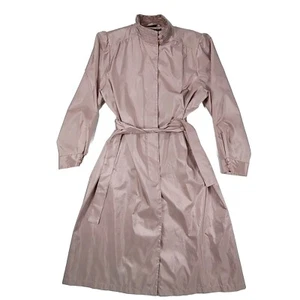 Vintage Alorna Womens 13/14 Lg Trench Coat Rose Iridescent Shoulder Pads - Picture 1 of 24