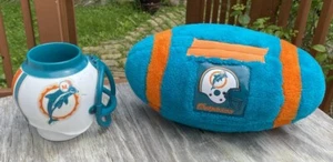 Vintage Miami Dolphins Helmet Mug Football Plush Lot of 2 NFL 90s Marino 1992 - Picture 1 of 14