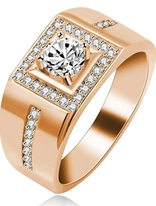 8mm Round Cubic Zirconia Comfort Fit Wedding Band Platinum Rose Gold Plat KR201 - Picture 1 of 5