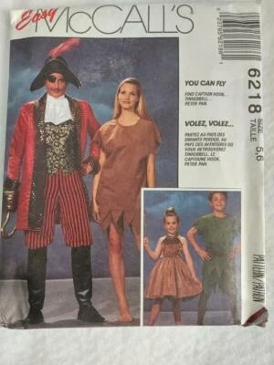 McCall's 6218 Child Captain Hook, Peter Pan,Tinkerbell Costumes Patterns sz 5-6 - Image 1 of 2