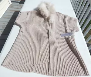 Jennifer Lopez Fur Short Coat Beige/Cream N0 Sleeve Sz xL NEW - Picture 1 of 7