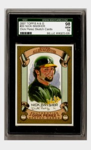 Nick Swisher 2007 Allen & Ginter A&G Dick Perez #20 SGC 98 Gem Mint 10 A's Pop:1