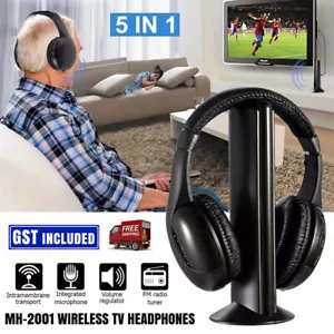 Wireless TV Headphones 5 In 1 Home Headset For TV Watching TV Ear Microphone - Picture 1 of 17