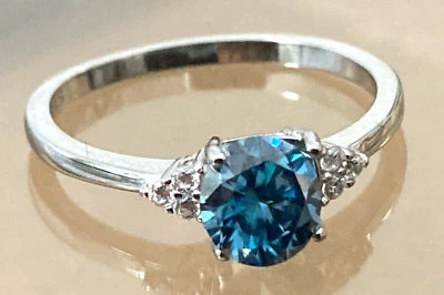 Moissanite Diamond Ring Blue, Red, Green, Gold.. 14k Gold or Rhodium Finish S925 - Image 1 of 4