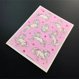UNICORN PEGASUS heart HALLMARK PINK  sticker decal sheet VERY RARE VINTAGE - Picture 1 of 4