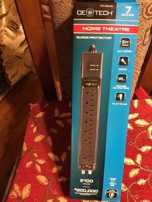 CE TECH 7-Outlet  Power Strip Surge Protector with 6 ft. Cord, - Image 1 of 4