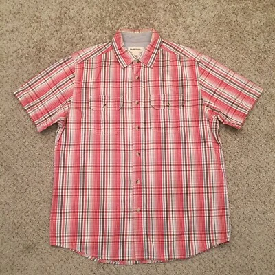Ruff Hewn Shirt Mens Medium Red Plaid Short Sleeve Button Front Pockets  - Image 1 of 4