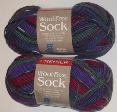 Lot of 2 Skeins Premier Wool-Free Sock Yarn, 50g, 235 yds, Timeless - Image 1 of 2