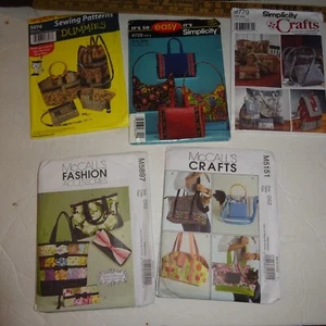 Lot of 5 Sewing Quilting Patterns For Purses Satchels Tote Bags, pet carrier new - Picture 1 of 6